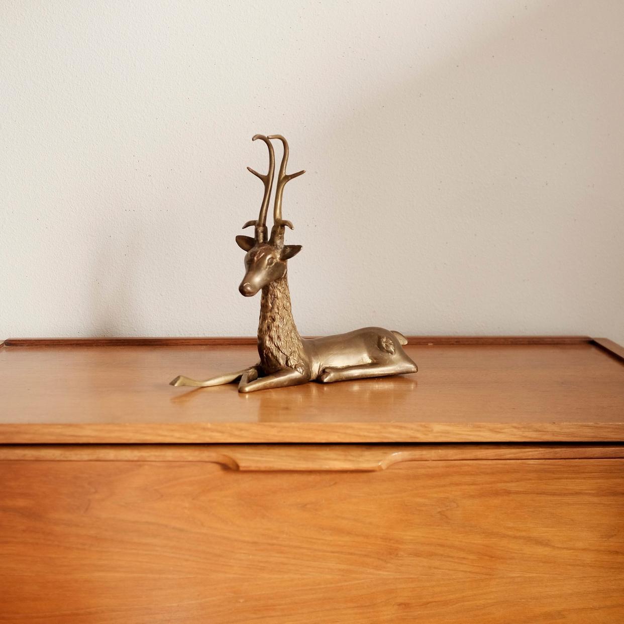 Microscope Statue Vintage Sitting Brass Deer Stag Figurine / Statue ~ Hollywood ...