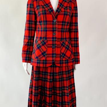 Red Plaid Wool Pendleton 2pc Suit